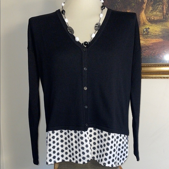 Chico’s Black and White Polka Dot Sweater.  Chicos Size 1. US Size Medium/8 - Picture 1 of 11
